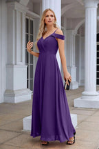 Women's thin strap off the shoulder bridesmaid mopping the floor evening dress 28093