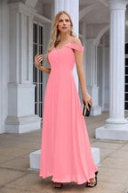 Women's thin strap off the shoulder bridesmaid mopping the floor evening dress 28093