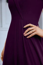 Women's thin strap off the shoulder bridesmaid mopping the floor evening dress 28093