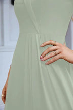 Women's thin strap off the shoulder bridesmaid mopping the floor evening dress 28093